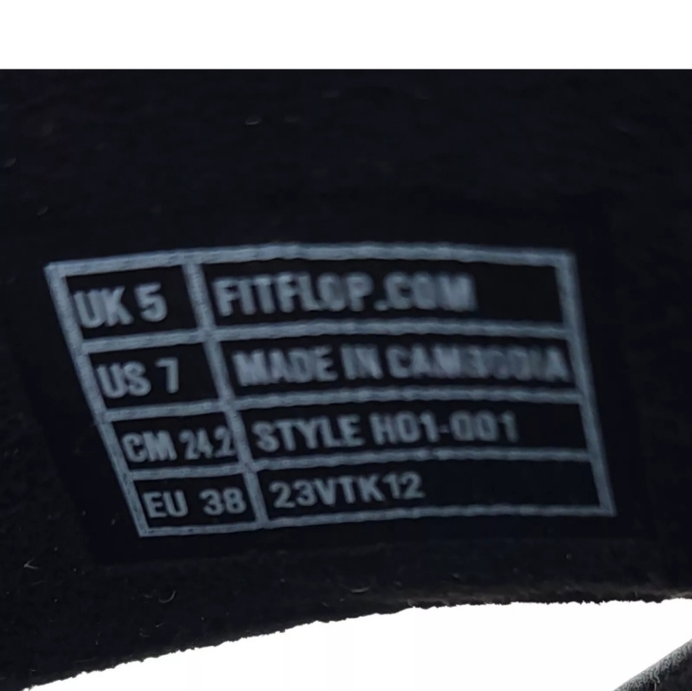 Fitflop Lulu Crystal-Buckle Black Leather Cross Slides Women's Size 38 US 7 - Picture 7 of 7